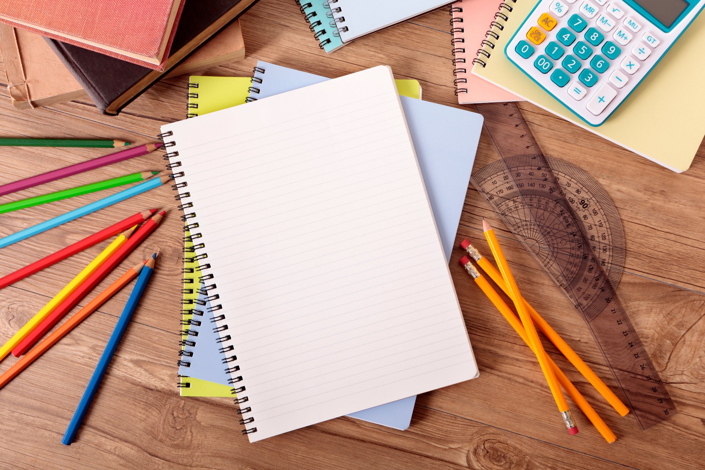 Student's Desk with Blank Books